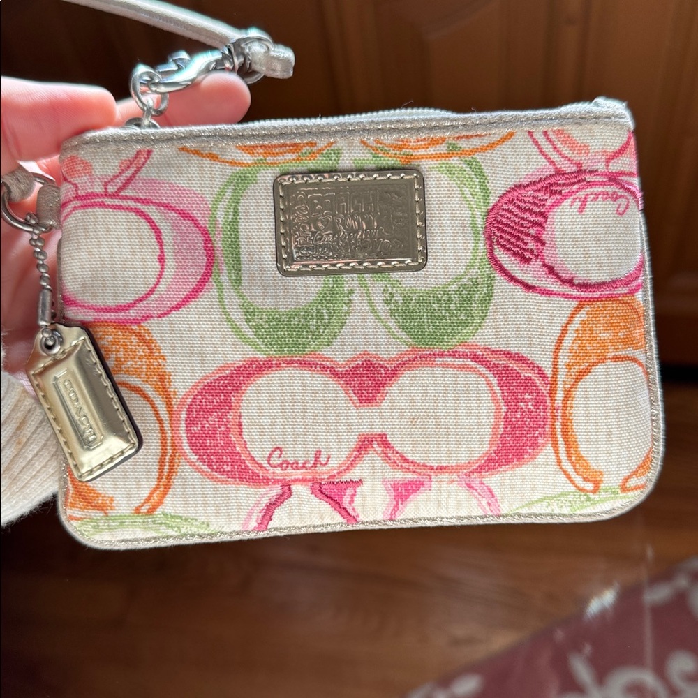 Vintage Coach Poppy Collection Colorful Watercolor Wristlet Bag